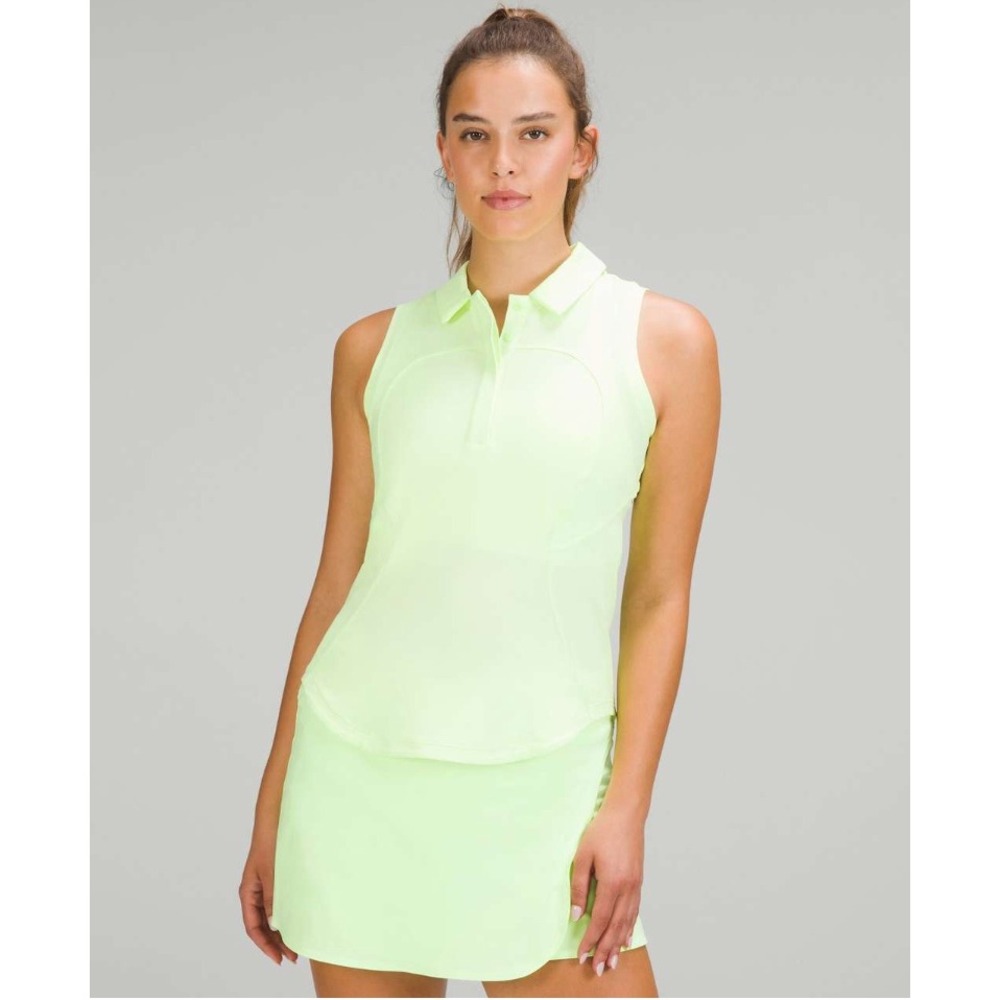 Lululemon Quick Drying Sleeveless Polo Shirt Faded Zap Neon Yellow NWT 12 Tennis